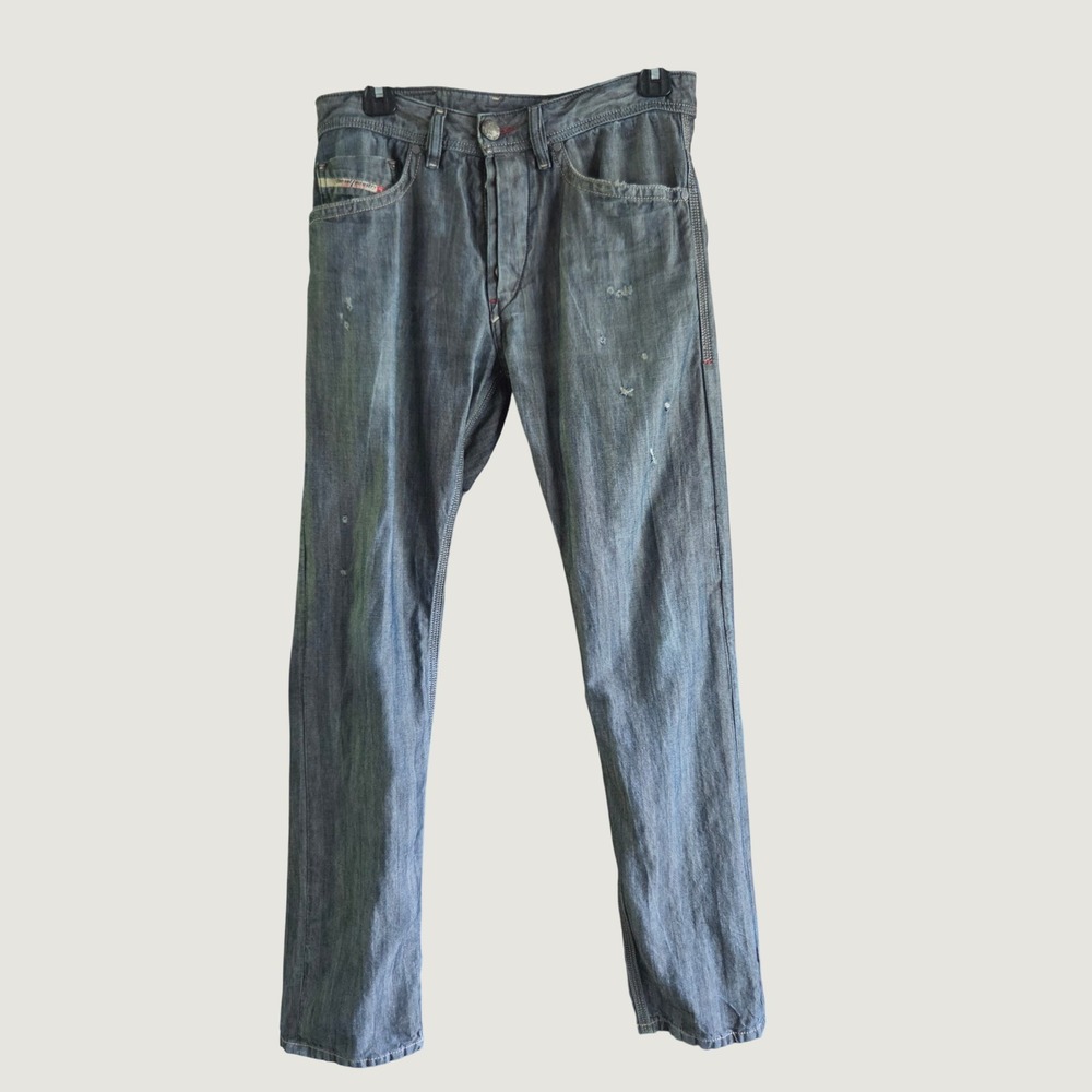 Diesel‎ Braddom Regular Slim Carrot Jeans Wash 0660R Blue Herringbone Mens 27x30